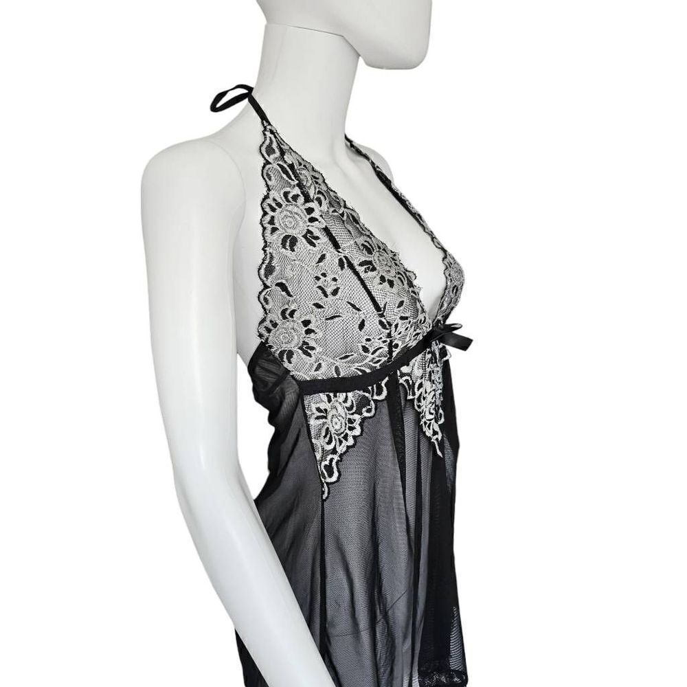 dark coquette mesh halter slip dress - Picture 4 of 5